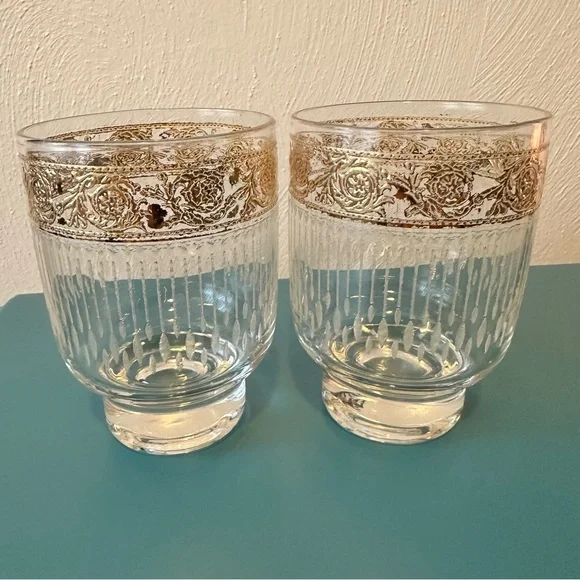 Culver Tyrol Gold Rimmed Glass Tumblers - Picture 1 of 6